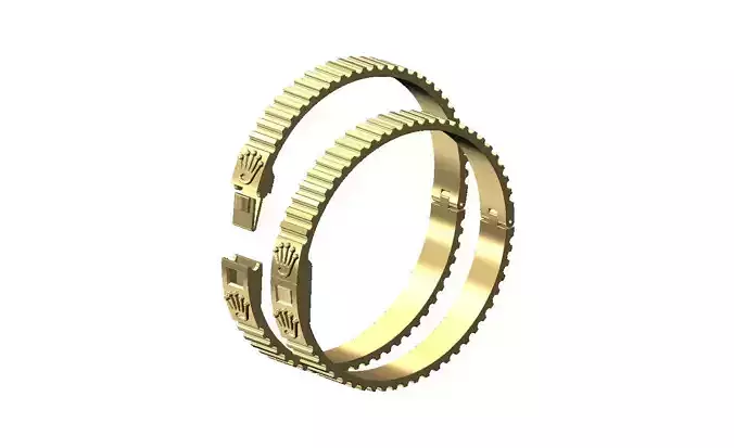 Watch crown grooved pattern flexture clasp bracelet