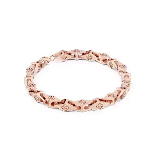 Plain Gold Chain Link Bracelet 3dm stl renders details 