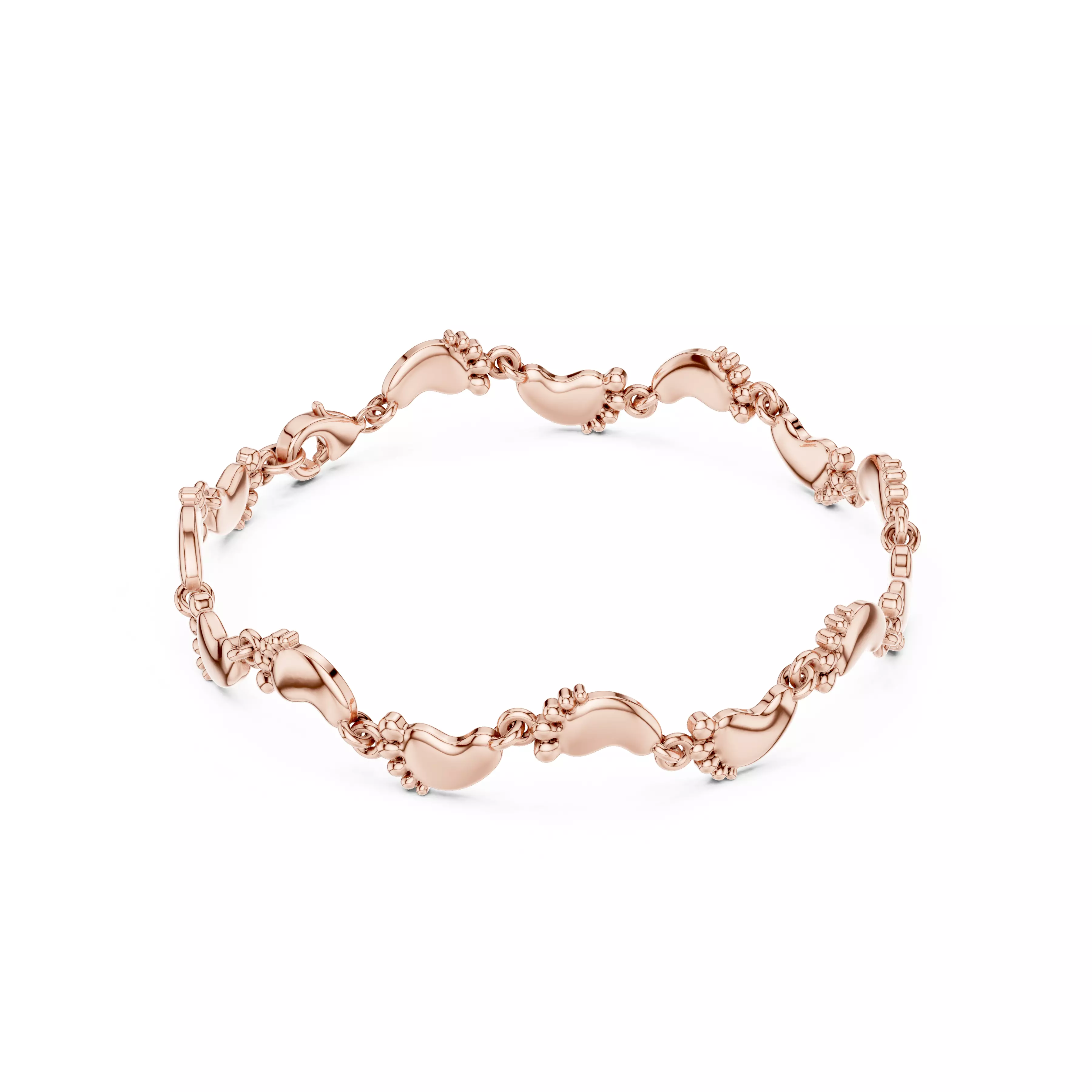 Kids Feet Plain Gold Chain Link Bracelet 3dm stl renders 3D print model