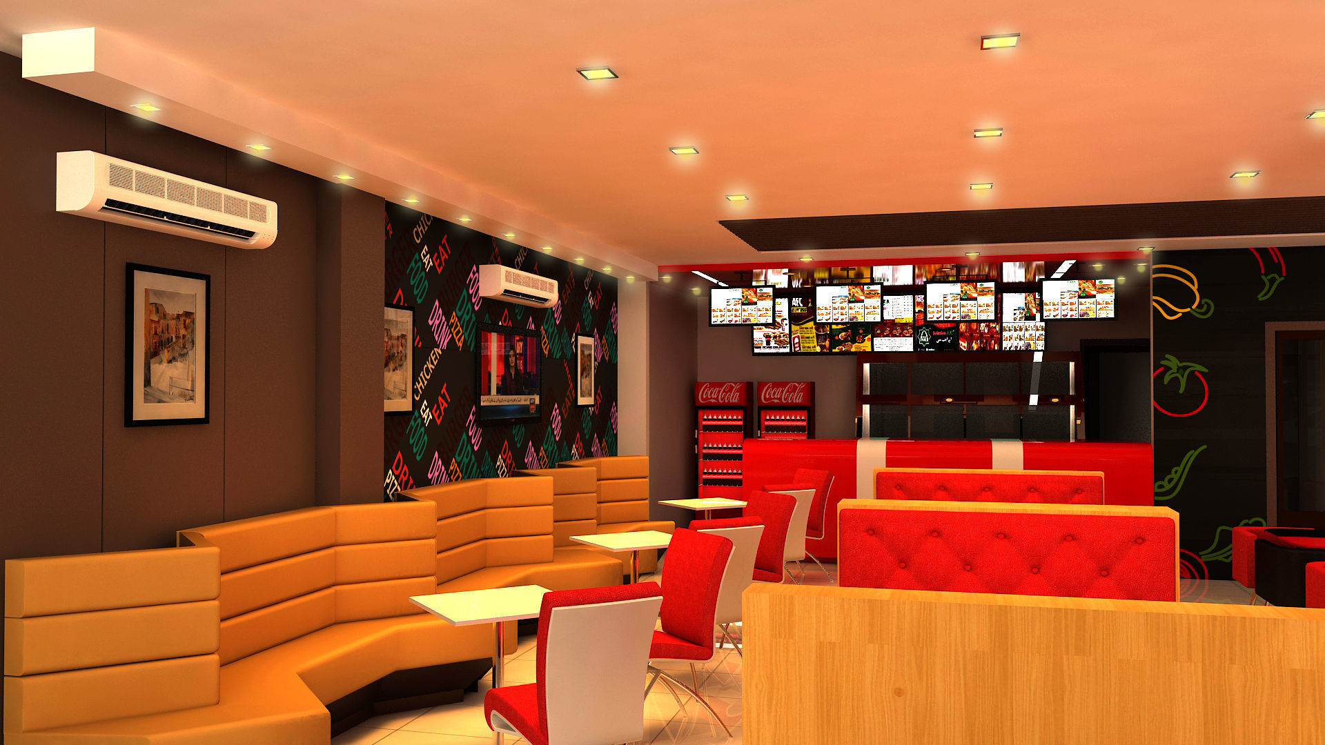 Fast Food Restaurant  Low-poly 3D model_3