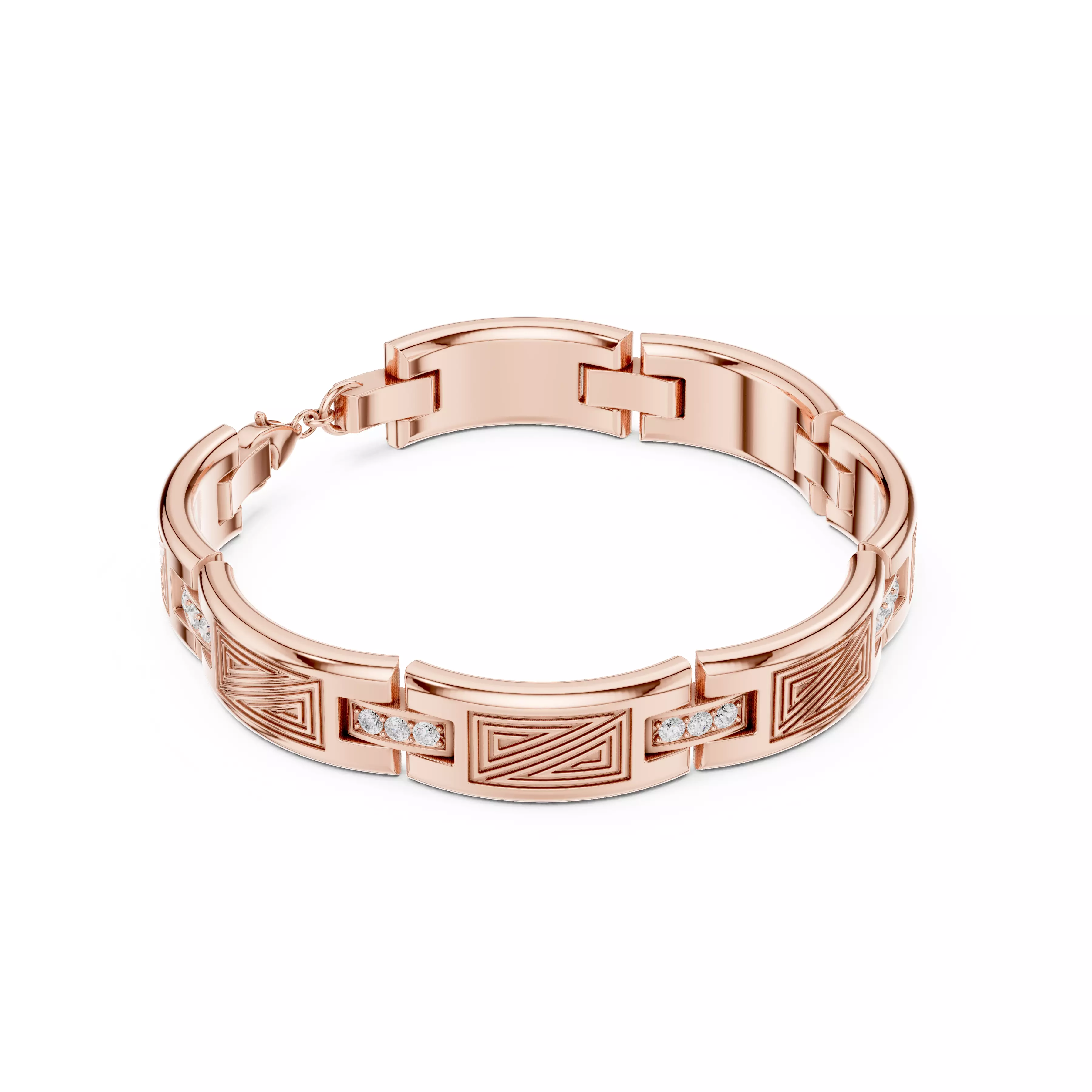 Unisex Diamond Chain Link Bracelet 3dm stl renders details 3D print model