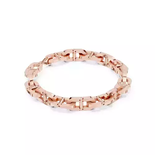 Plain Gold Chain Link Bracelet 3dm stl renders details 