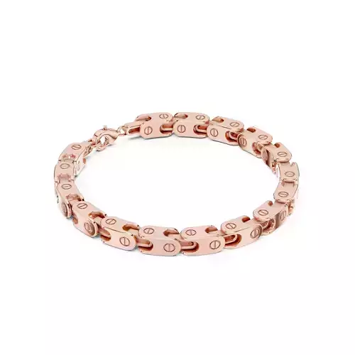Plain Gold Chain Link Bracelet 3dm stl renders details 