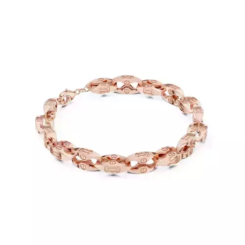 Plain Gold Chain Link Bracelet 3dm stl renders details 
