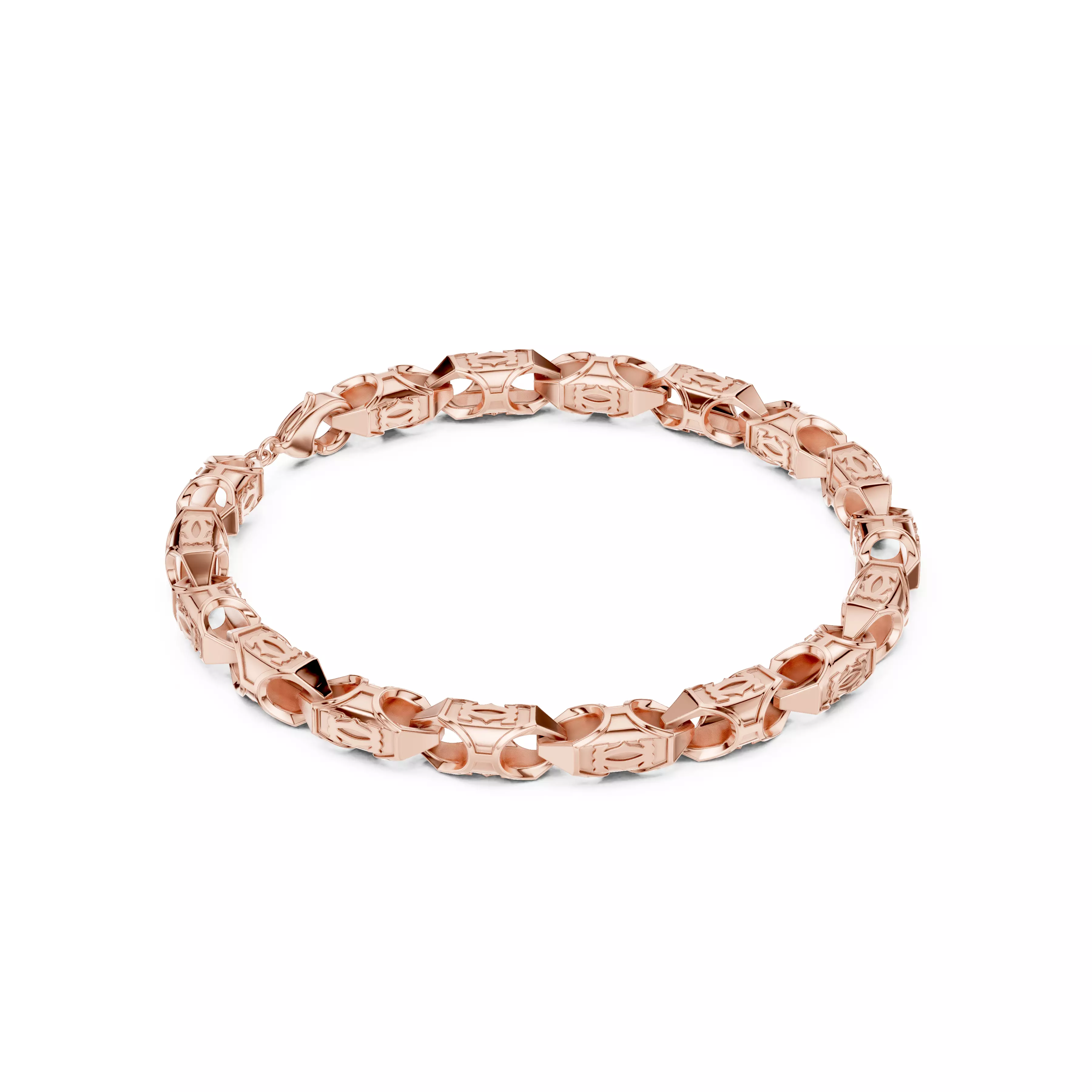 Plain Gold Chain Link Bracelet 3dm stl renders details 3D print model