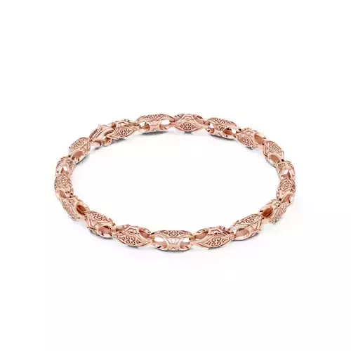 Plain Gold Chain Link Bracelet 3dm stl renders details 