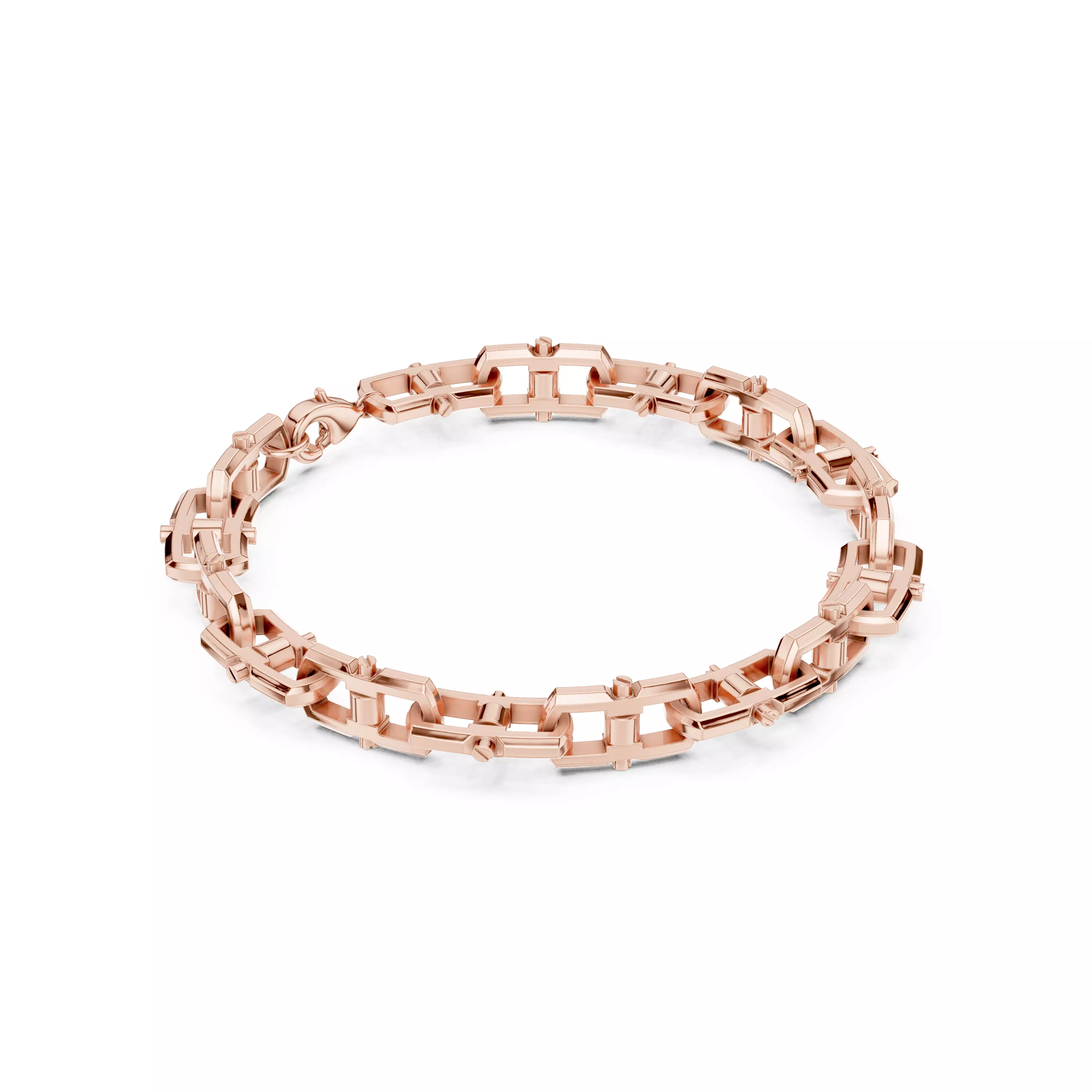 Plain Gold Chain Link Bracelet 3dm stl renders details 3D print model