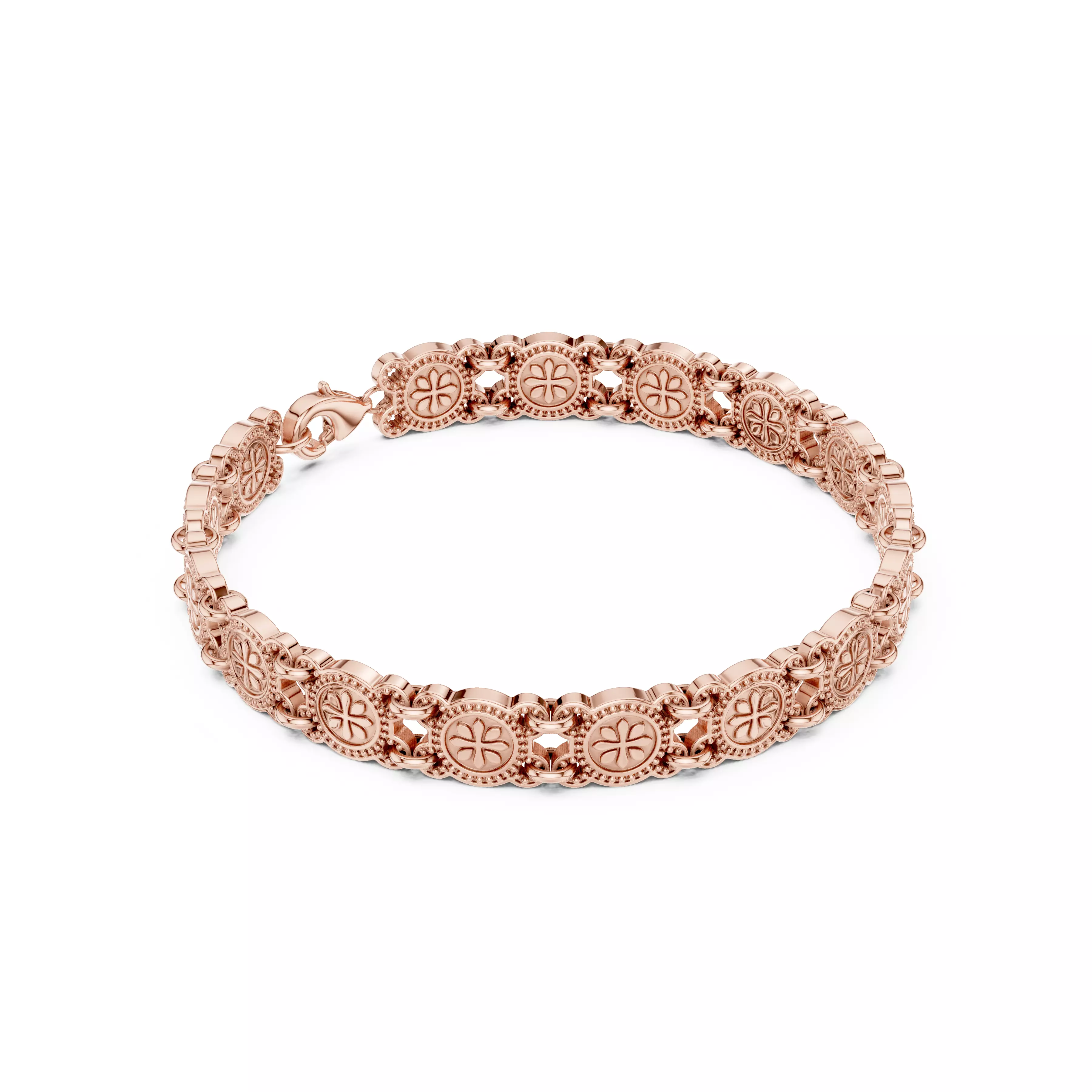 Vintage Plain Gold Chain Link Bracelet 3dm stl renders 3D print model