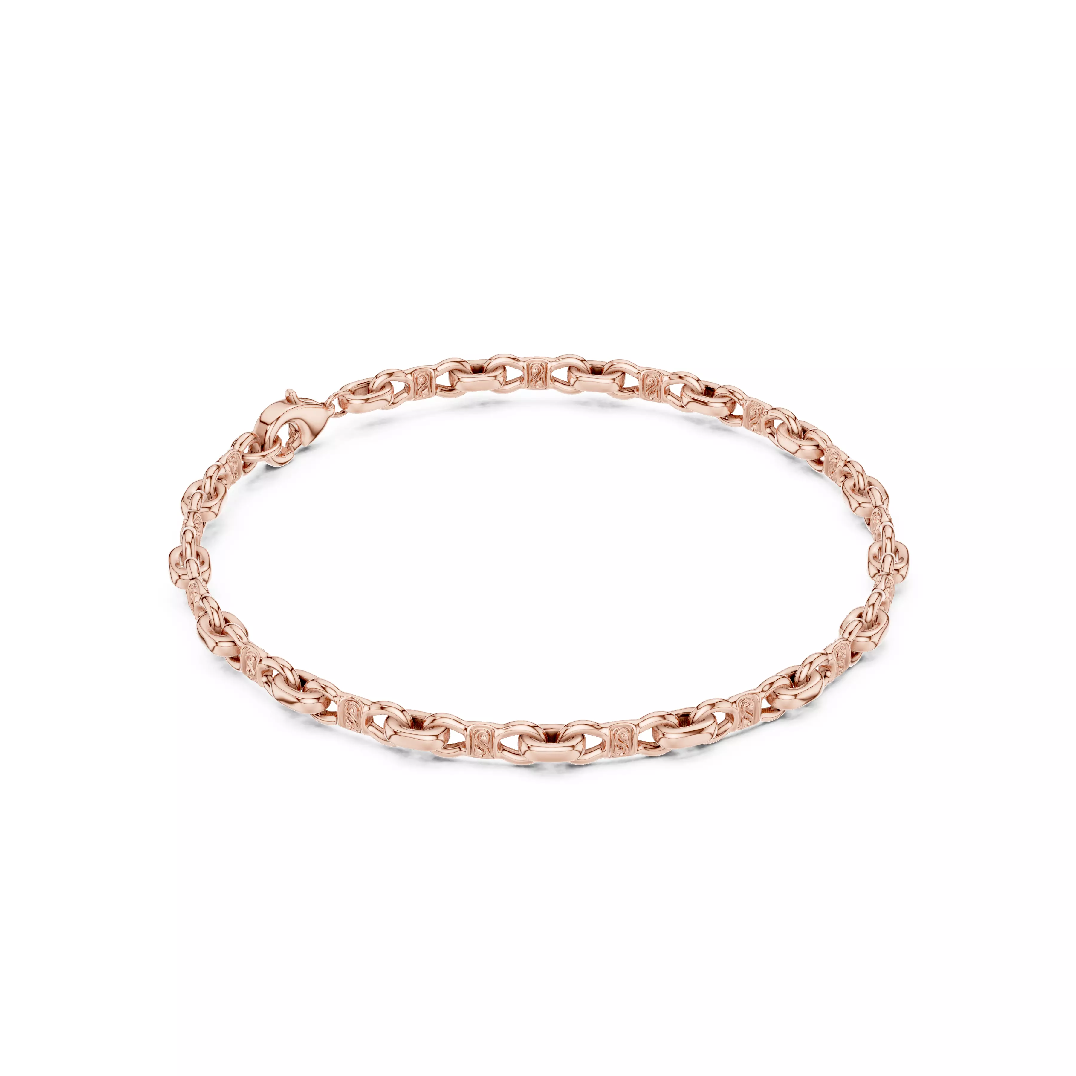 Plain Gold Chain Link Bracelet 3dm stl renders details 3D print model