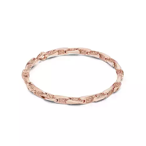 Plain Gold Chain Link Bracelet 3dm stl renders details 
