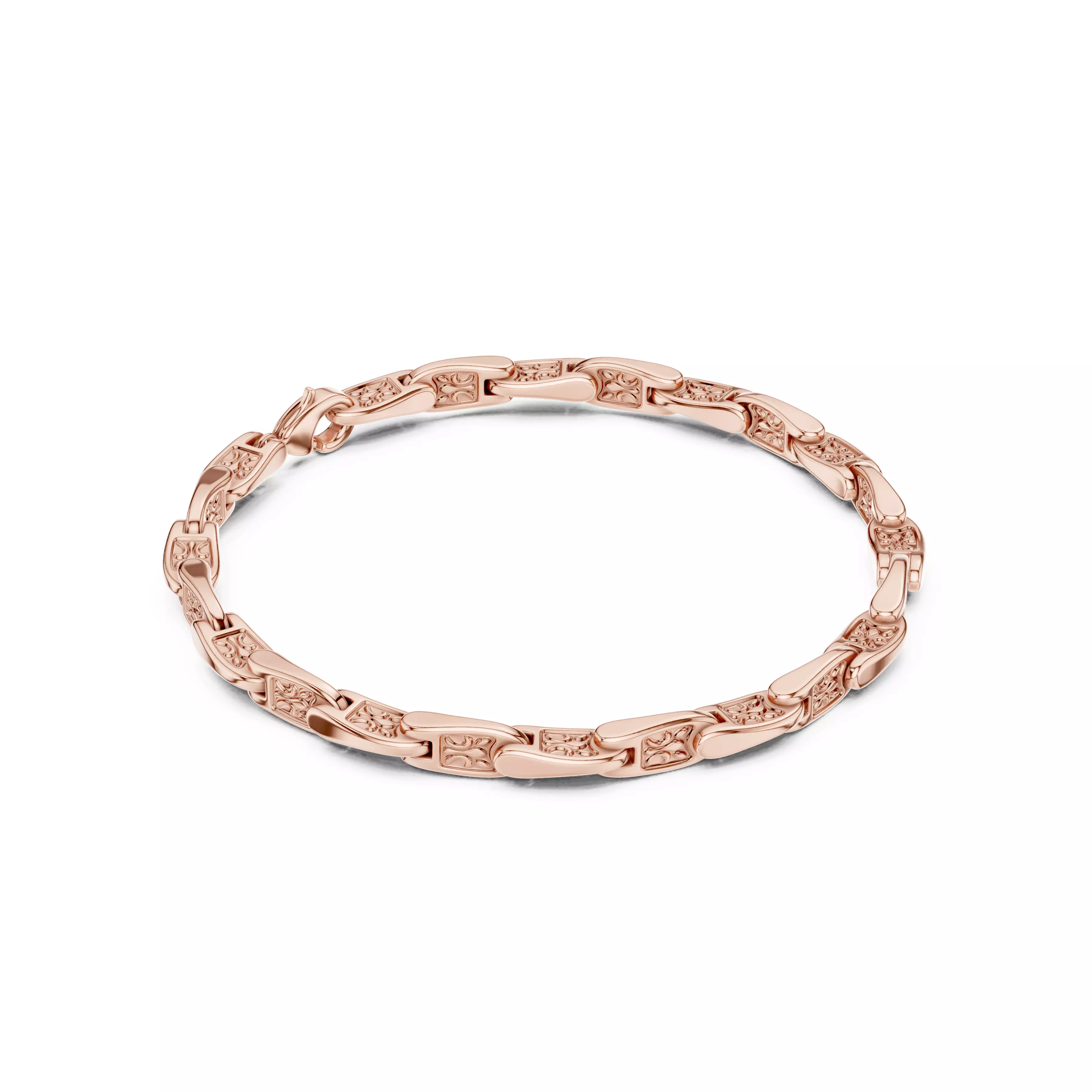 Plain Gold Chain Link Bracelet 3dm stl renders details 3D print model