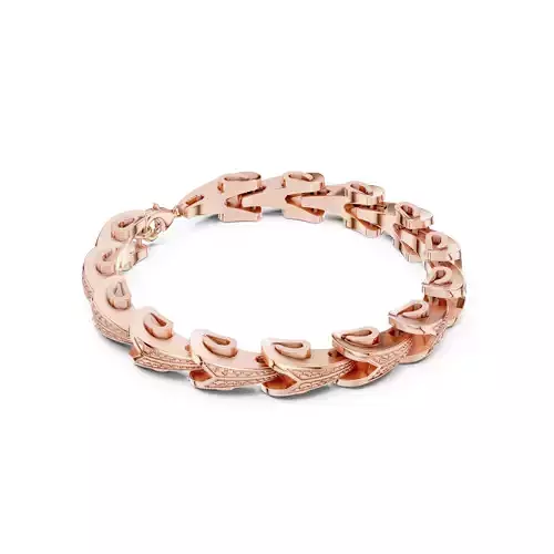Plain Gold Chain Link Bracelet 3dm stl renders details 