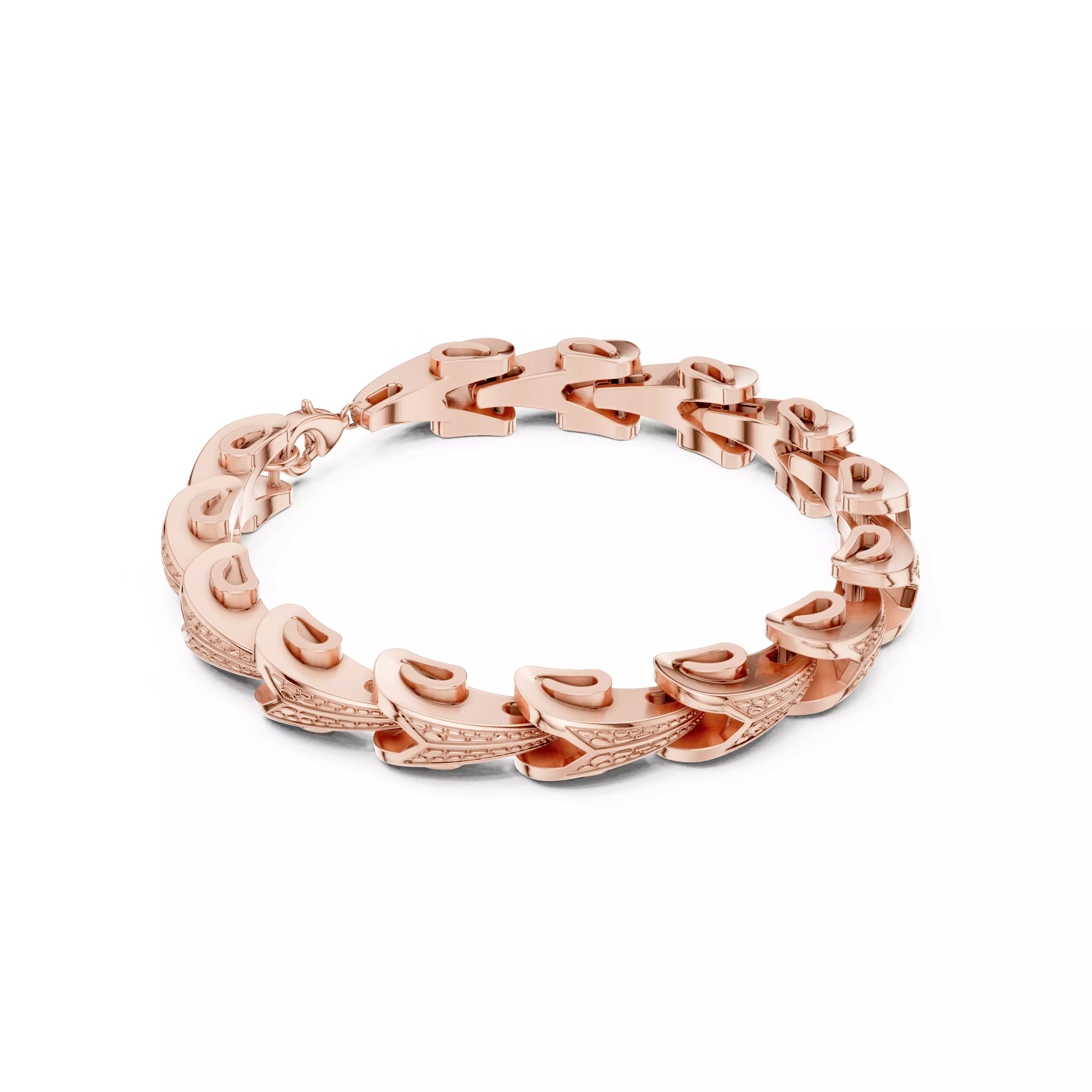 Plain Gold Chain Link Bracelet 3dm stl renders details 3D print model