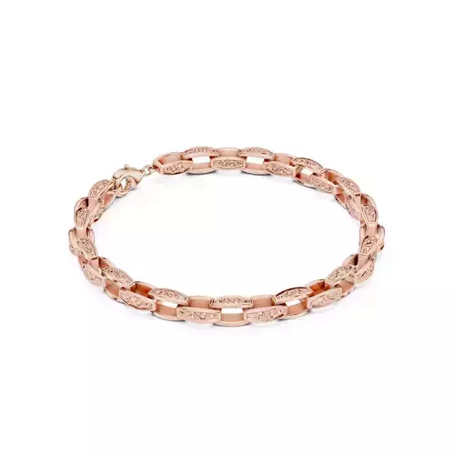 Plain Gold Chain Link Bracelet 3dm stl renders details 