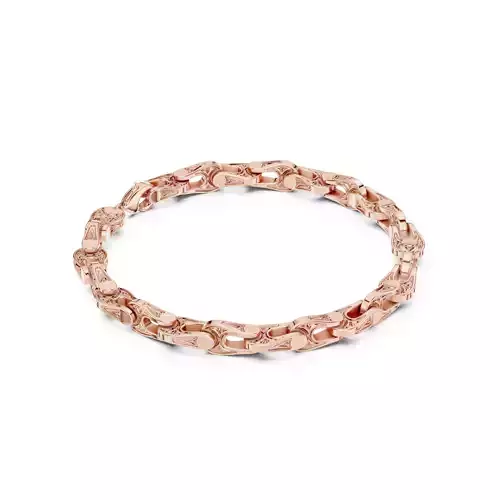 Plain Gold Chain Link Bracelet 3dm stl renders details 