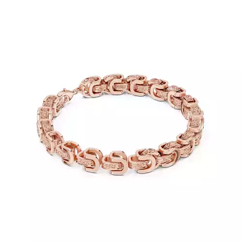 Plain Gold Chain Link Bracelet 3dm stl renders details 
