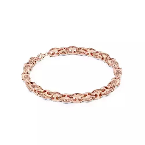 Plain Gold Chain Link Bracelet 3dm stl renders details 