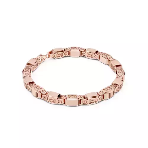 Plain Gold Chain Link Bracelet 3dm stl renders details 