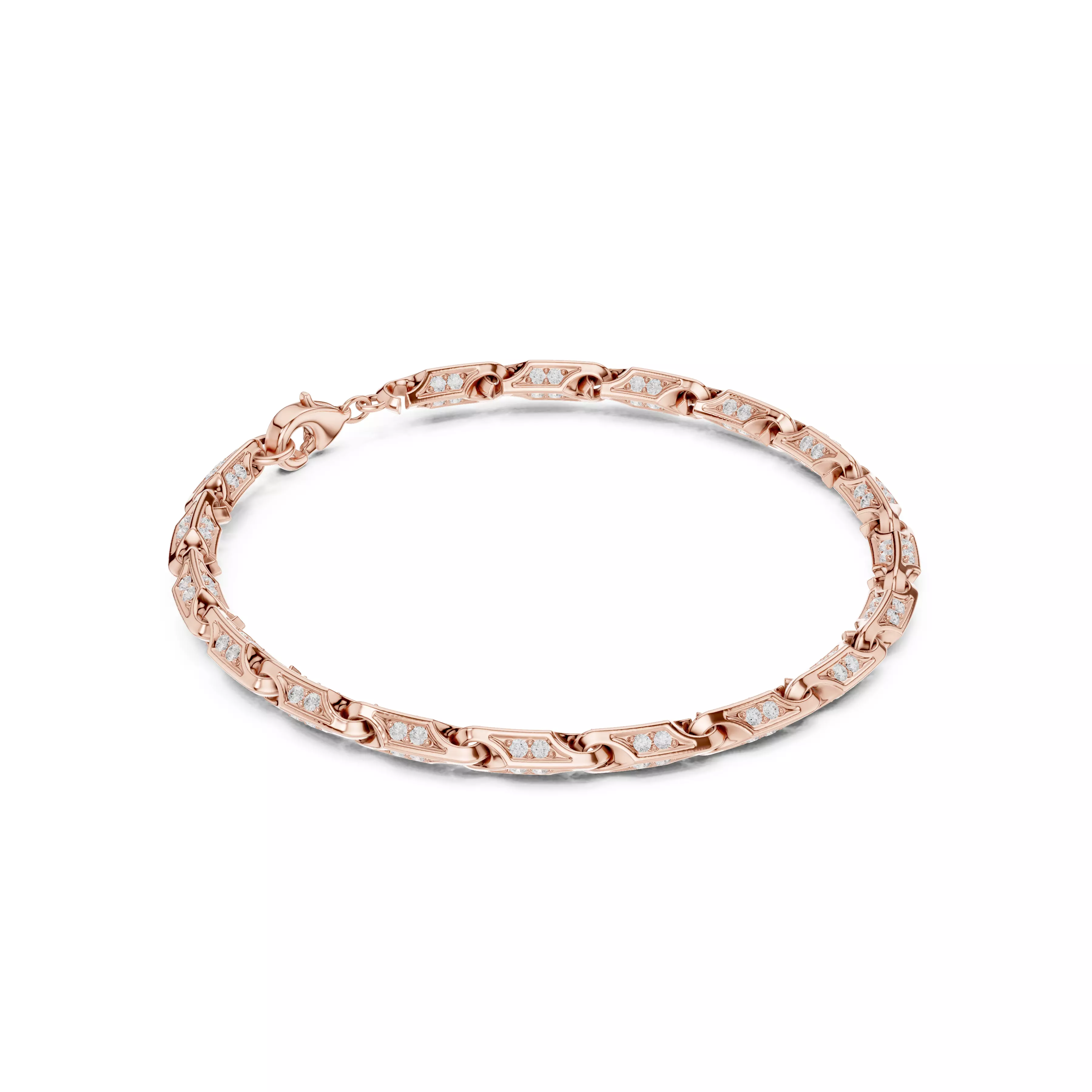 Plain Gold Chain Link Bracelet 3dm stl renders details 3D print model