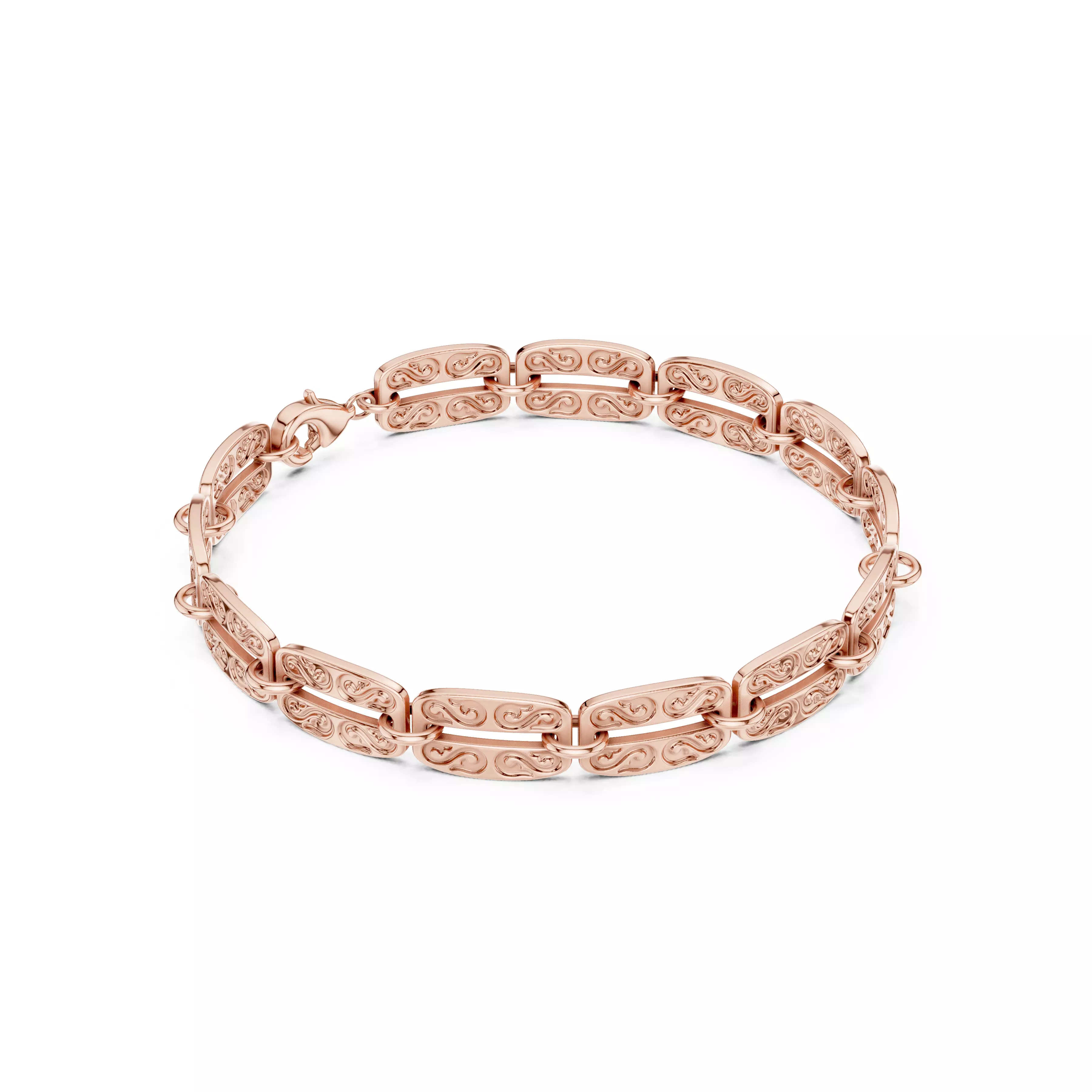 Plain Gold Chain Link Bracelet 3dm stl renders details 3D print model