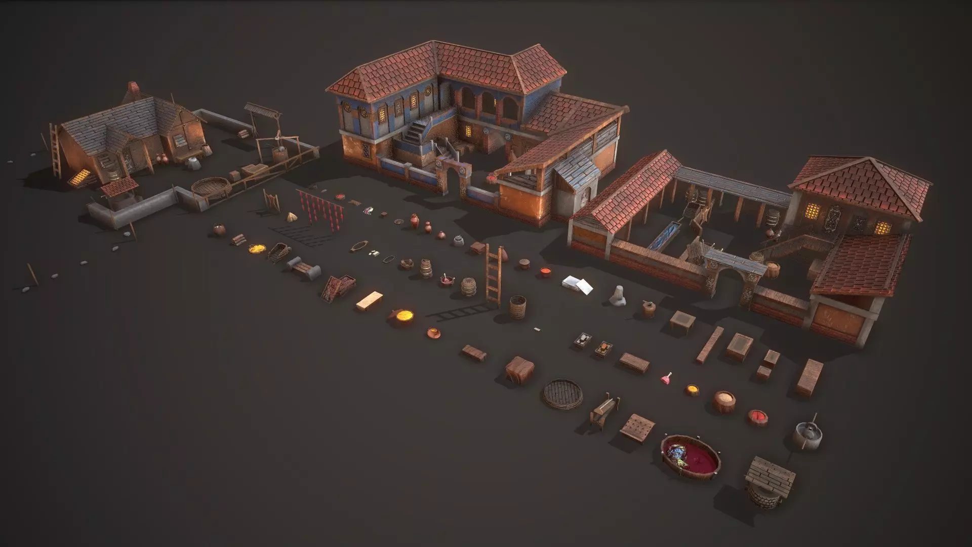 Medieval Farm House Pack Low-poly 3D model