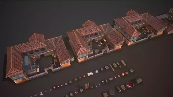 Medieval Farm House Pack Low-poly 3D model 3