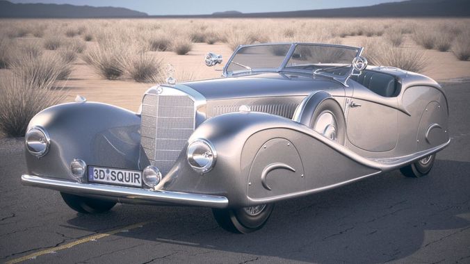 Mercedes 500K Erdmann Rossi 1936 desert studio 3D model