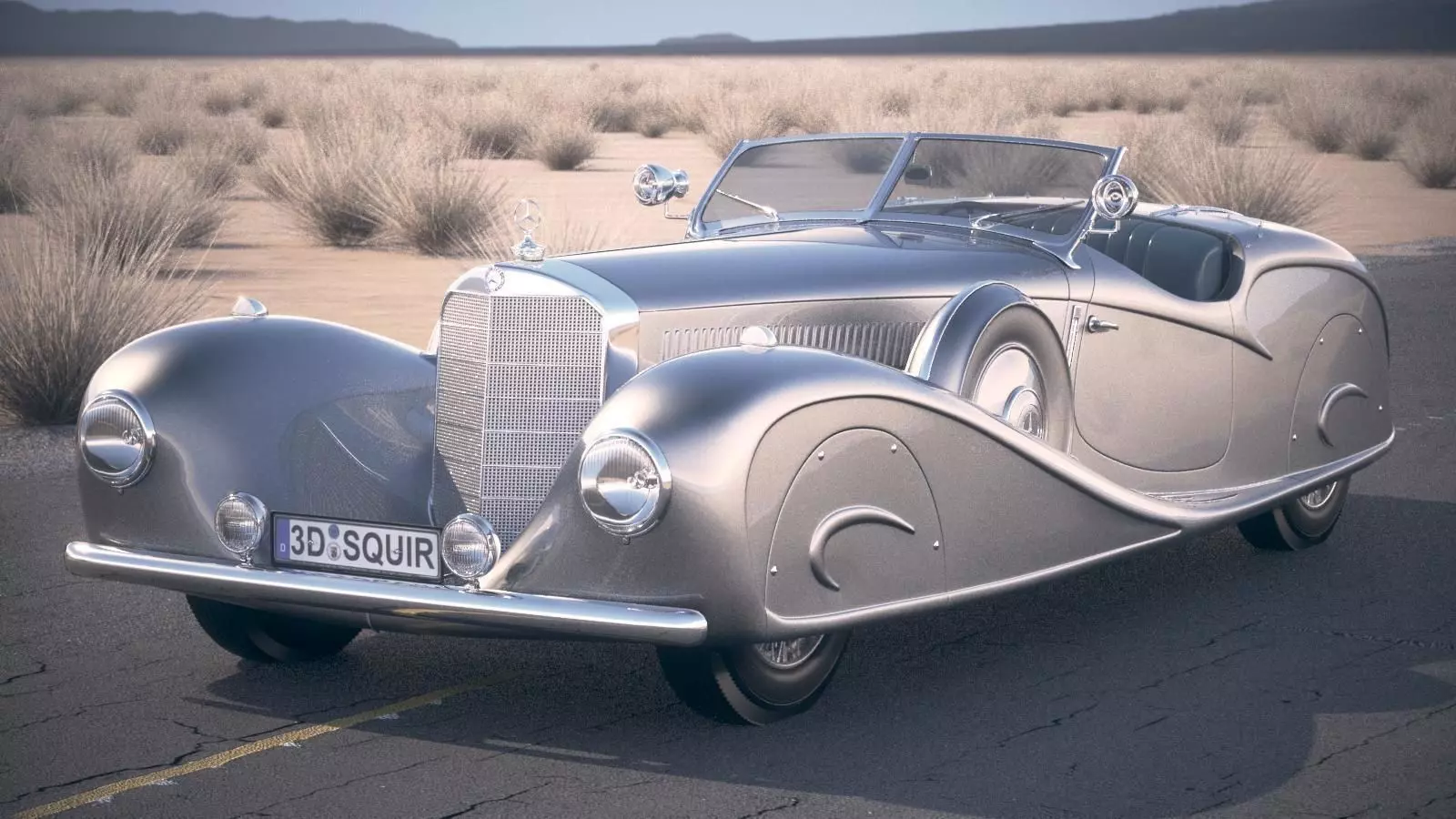 Mercedes 500K Erdmann Rossi 1936 desert studio 3D model_0