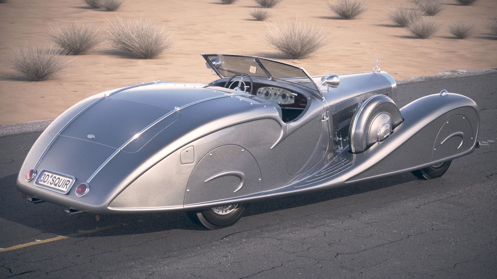 Mercedes 500K Erdmann Rossi 1936 desert studio 3D model_6