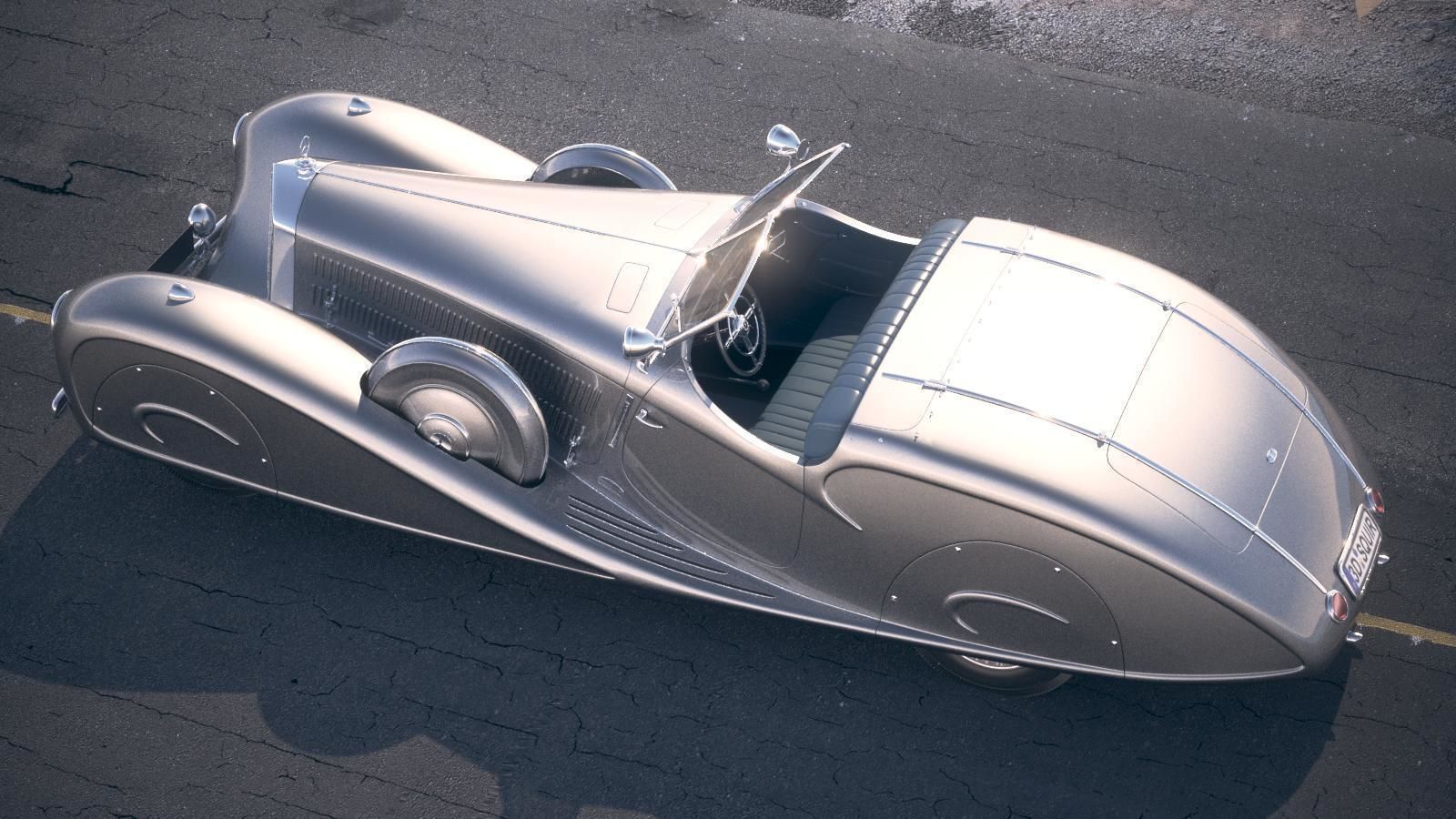 Mercedes 500K Erdmann Rossi 1936 desert studio 3D model_12