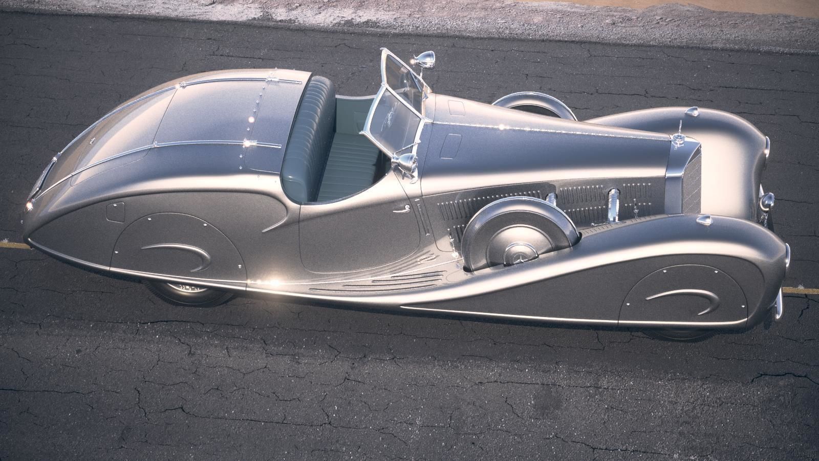 Mercedes 500K Erdmann Rossi 1936 desert studio 3D model_9