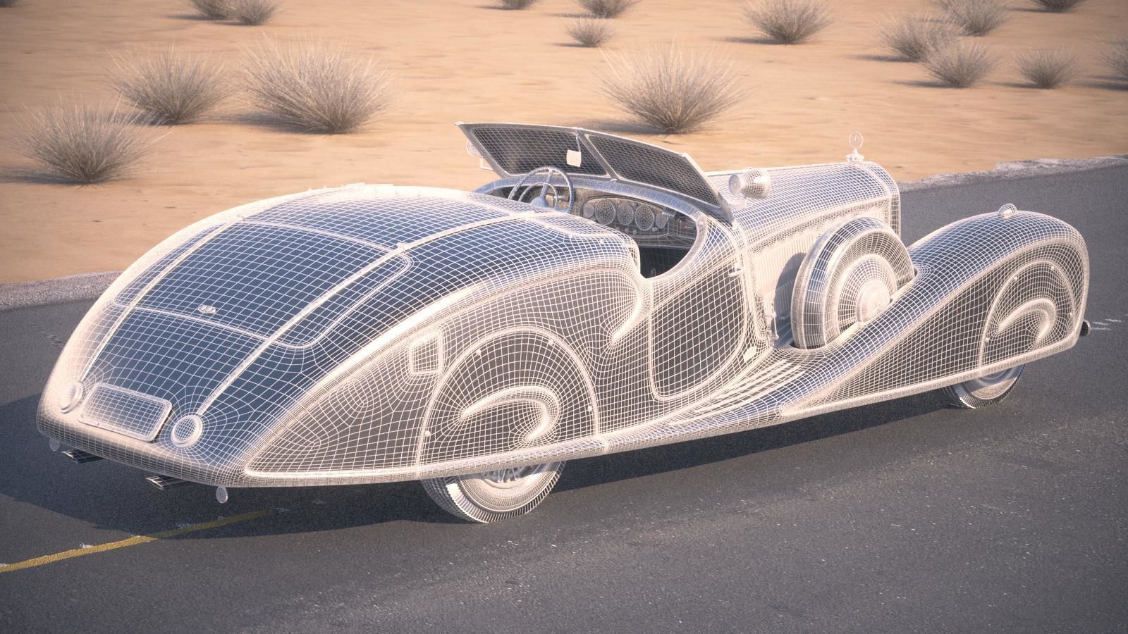 Mercedes 500K Erdmann Rossi 1936 desert studio 3D model_14