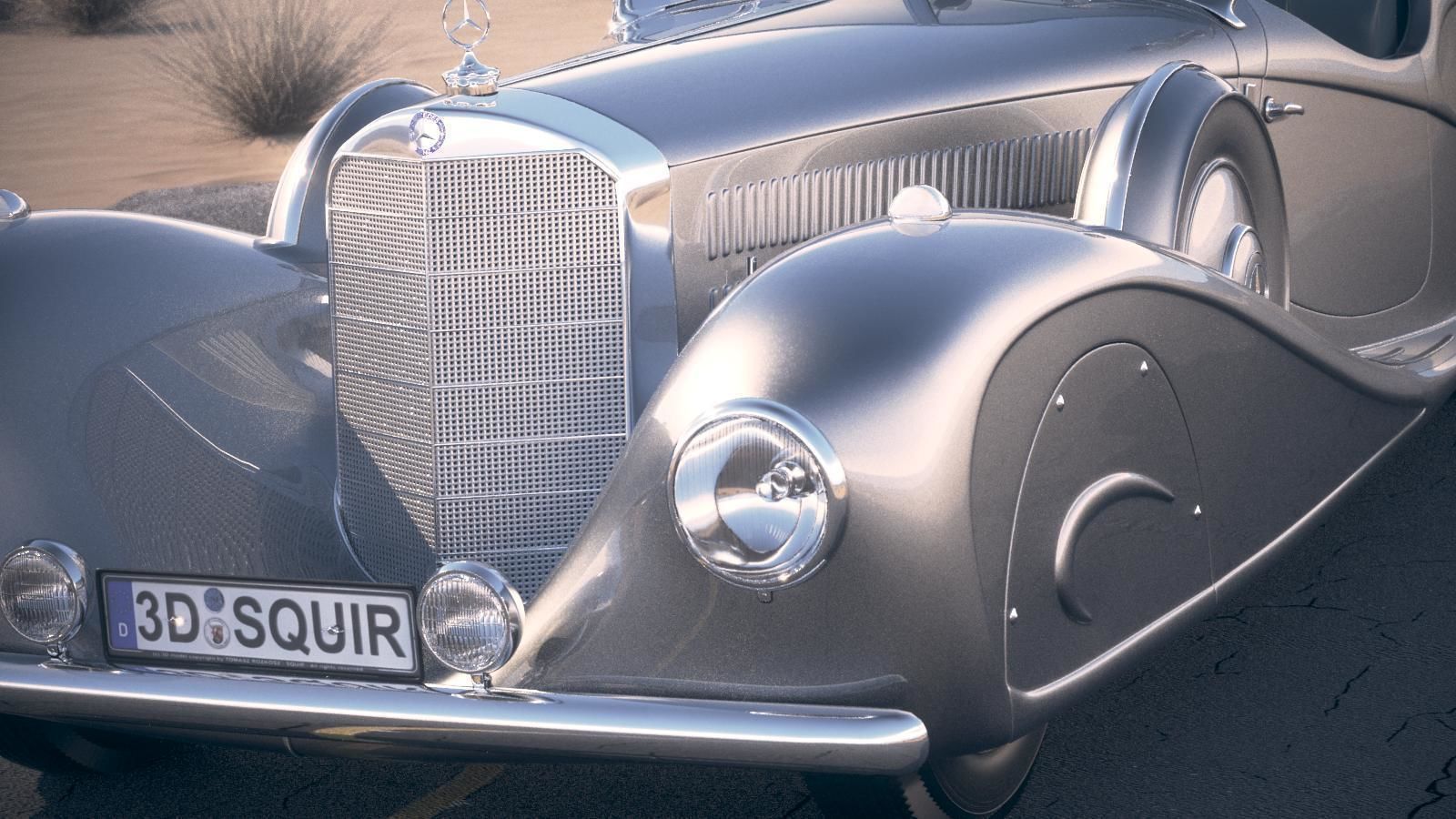 Mercedes 500K Erdmann Rossi 1936 desert studio 3D model_2