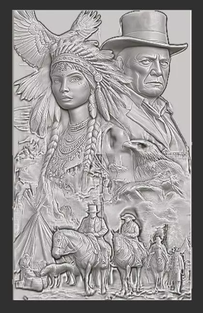 Native American free Relief 3D printer Free 3D print model
