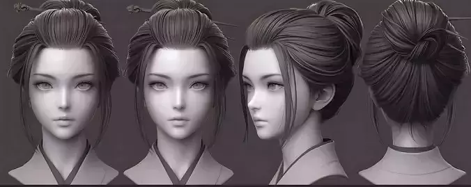 Original woman facial head sculpture details character design
