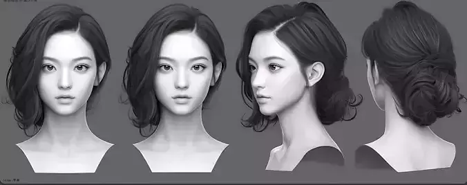 Original woman facial head sculpture details character design