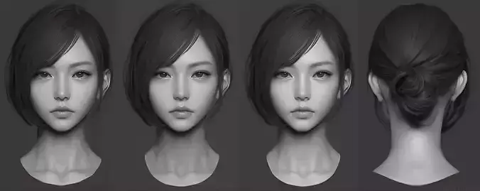 Original woman facial head sculpture details character design