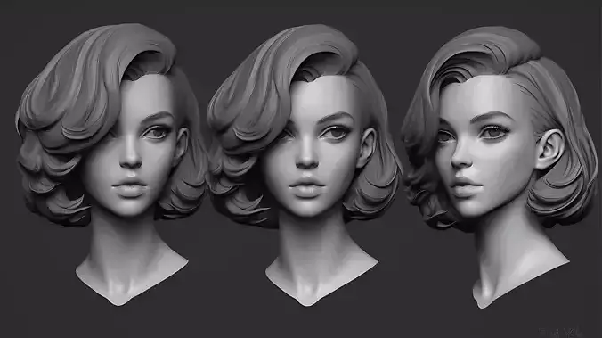 Original woman facial head sculpture details character design