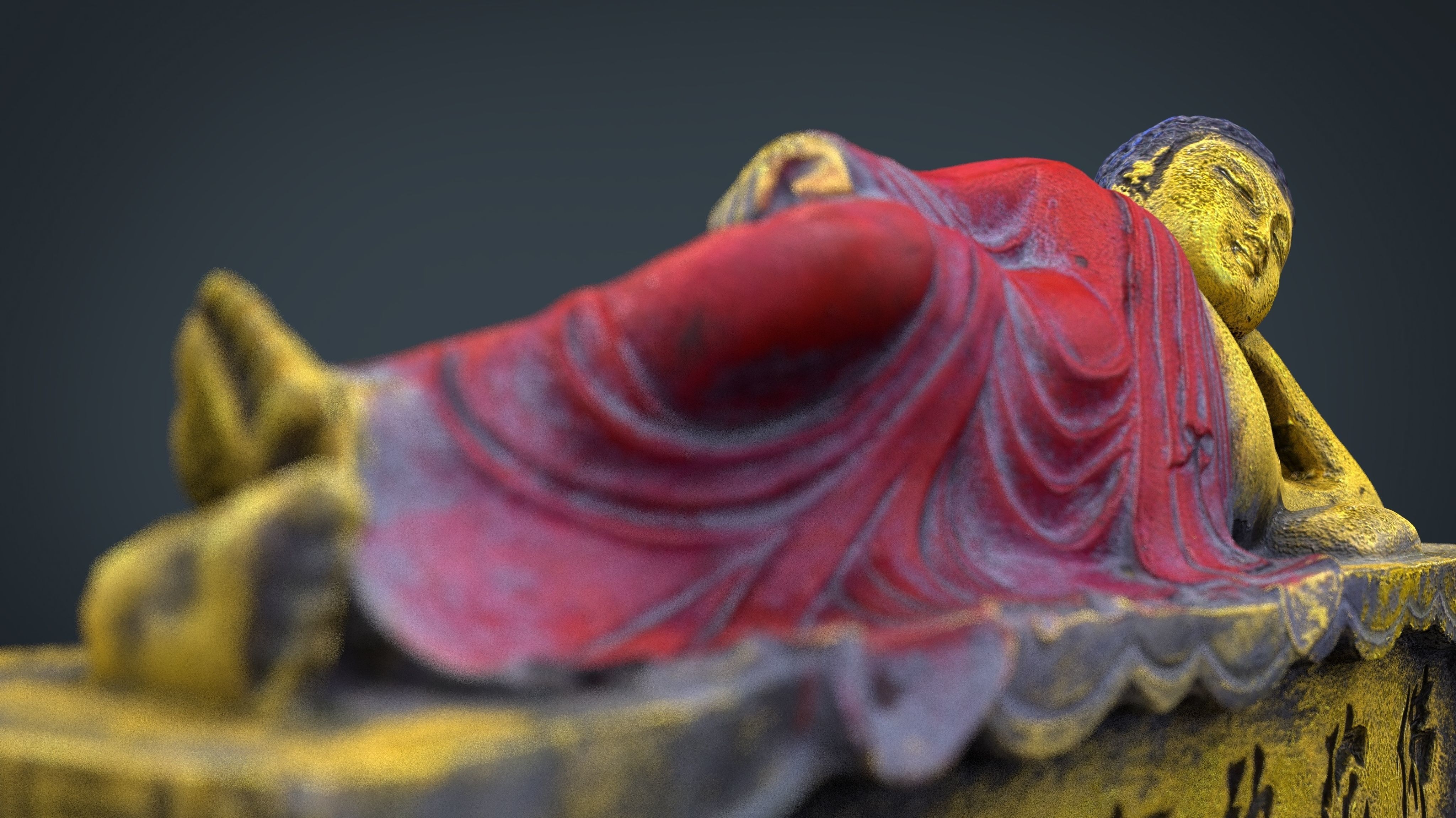 Lying Buddha Low-poly 3D model_12