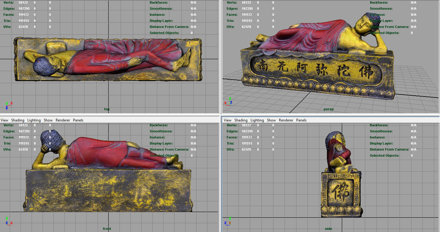 Lying Buddha Low-poly 3D model_2
