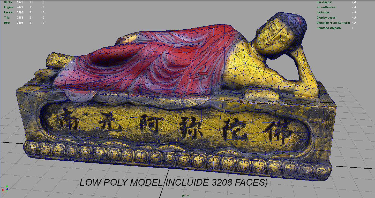 Lying Buddha Low-poly 3D model_13