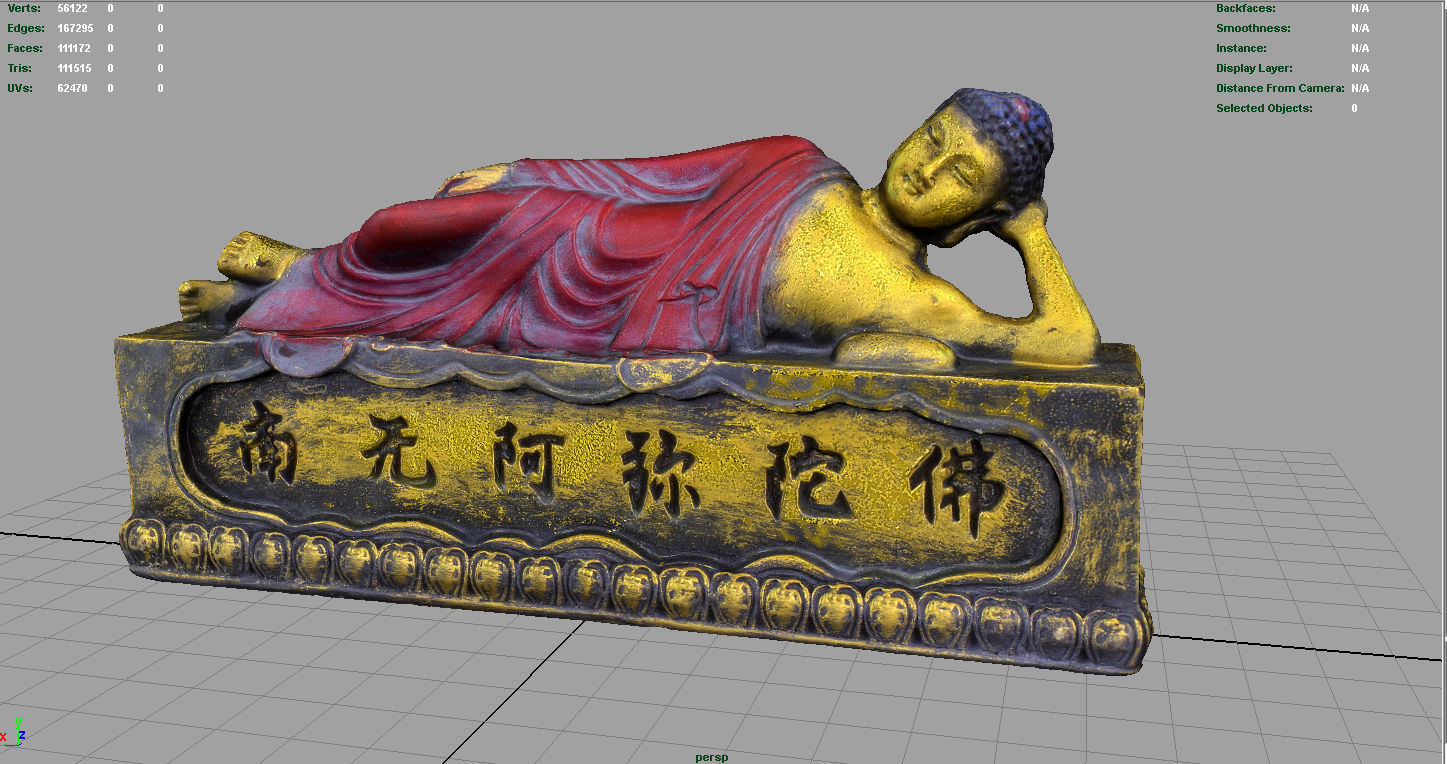 Lying Buddha Low-poly 3D model_7
