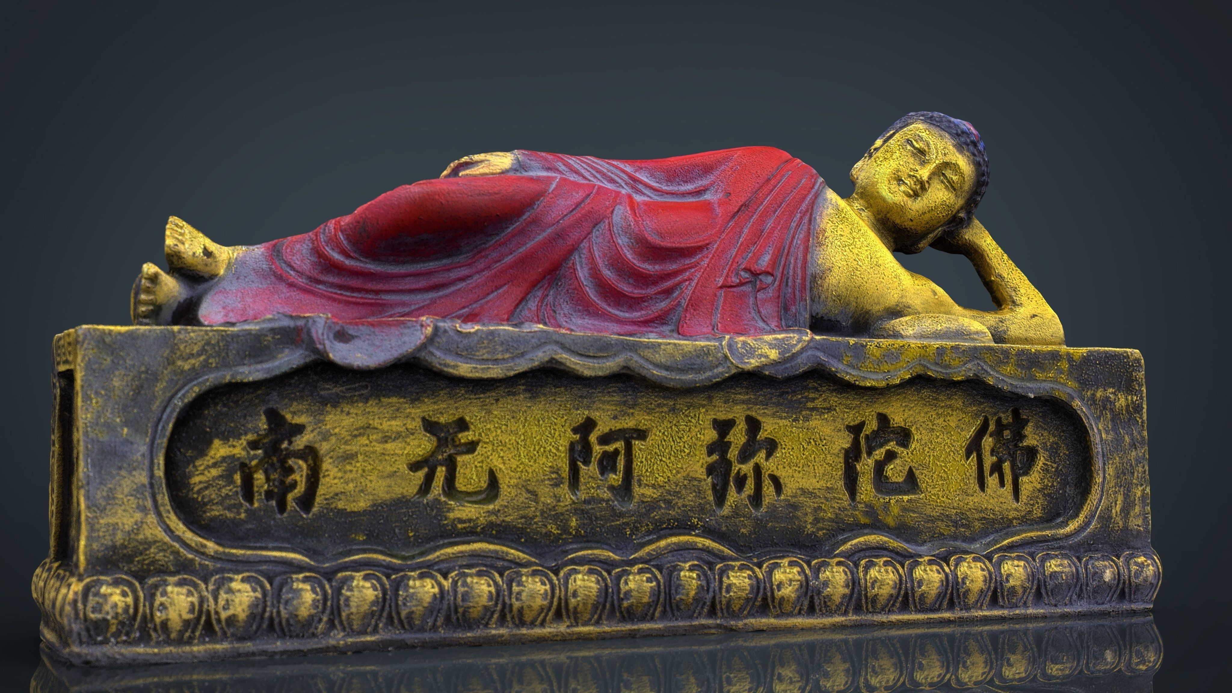 Lying Buddha Low-poly 3D model_10