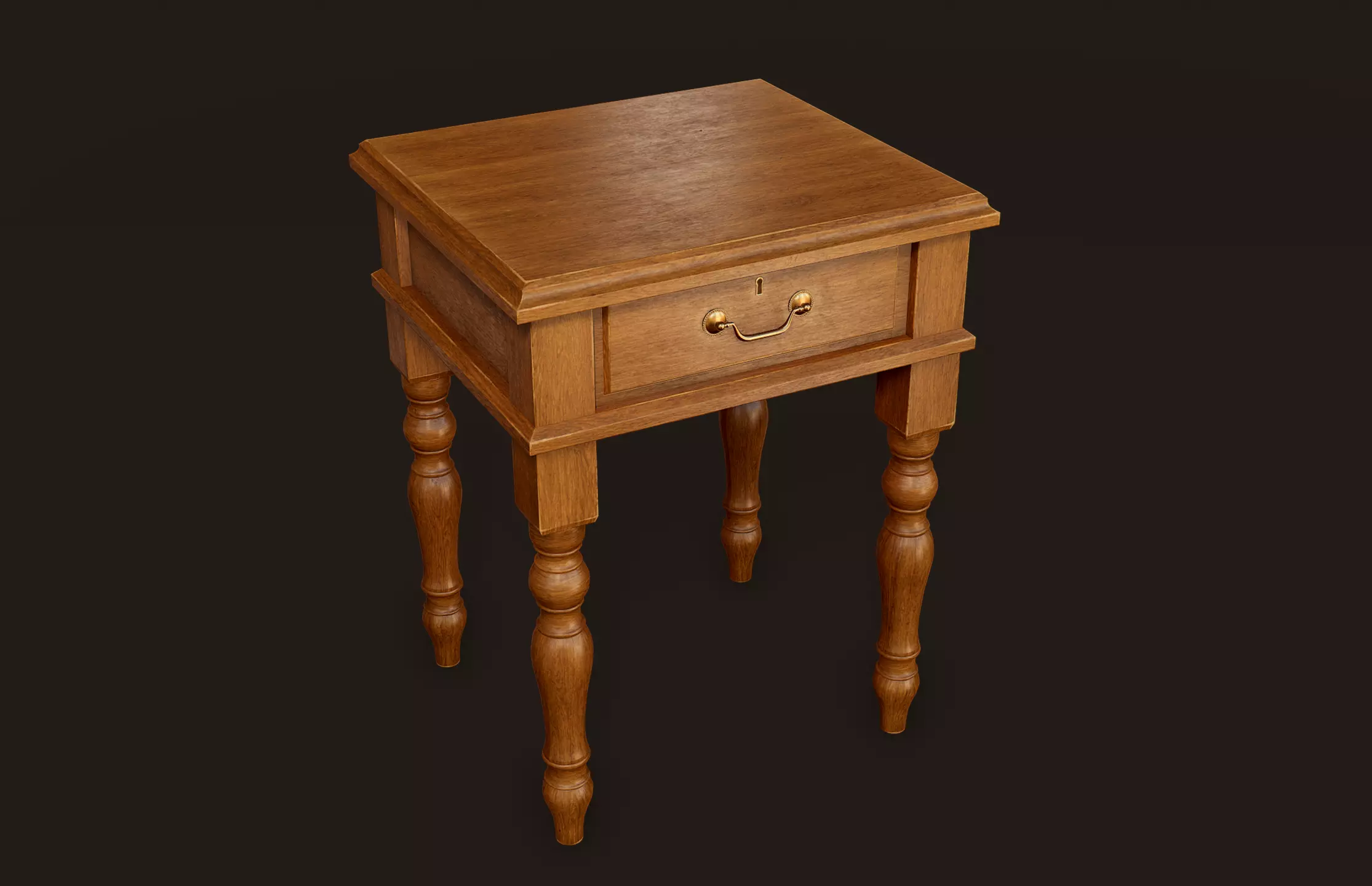 Vintage Bedside Table - PBR Game Ready Low-poly 3D model