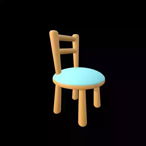 Cartoon Stylized Soft-Edge Chair Cute Minimalist 3D Model