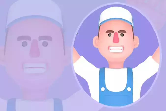 Stylized 3D Male Mechanic Character - Angry Tools Up Pose