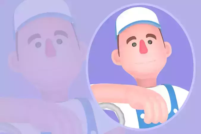 Stylized 3D Male Mechanic - Relaxed Giant Wrench Lean Pose