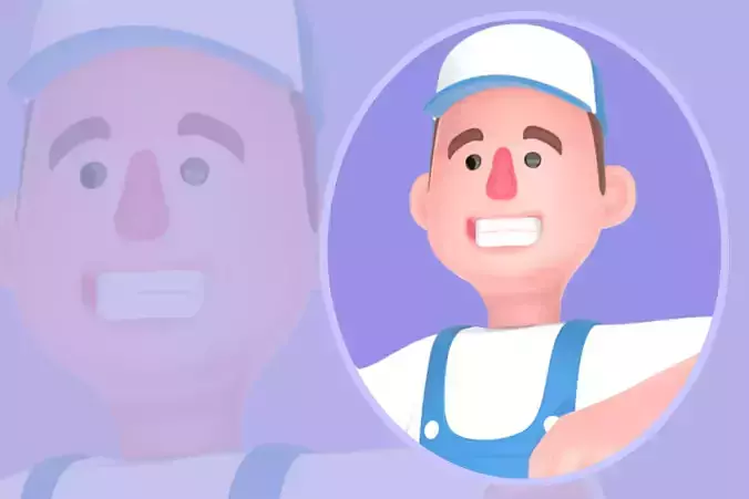 Stylized 3D Male Mechanic Character - Joyful Giant Wrench Pose