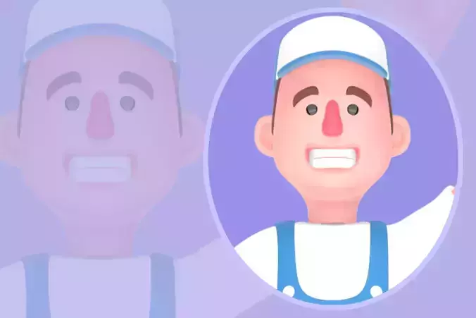 Stylized 3D Male Mechanic - Happy Giant Wrench Thumbs Up