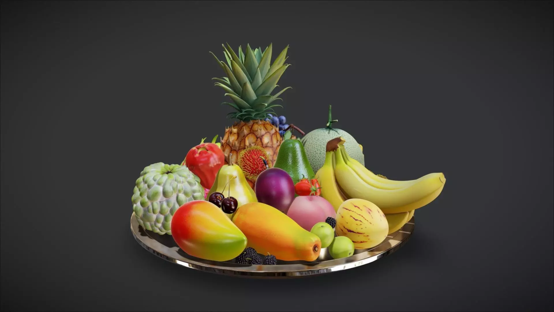 Luxurious Fruit Platter Arrangement - 30 Models 3D model